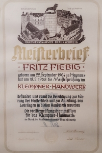 Meisterbriefe Fritz Fiebig